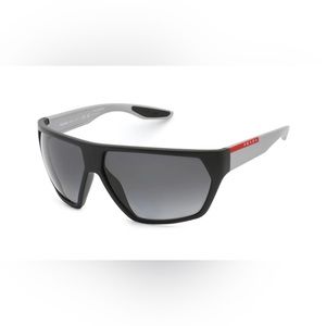 New NIB Prada Sport PS08US Sunglasses Black Rubber Grey Gradient Polarized